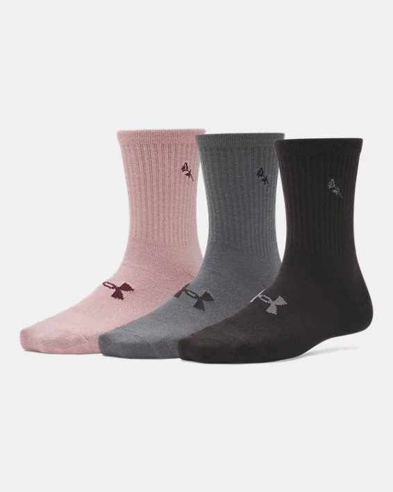 UA Essential Womens 3-Pack Mid Crew Socks