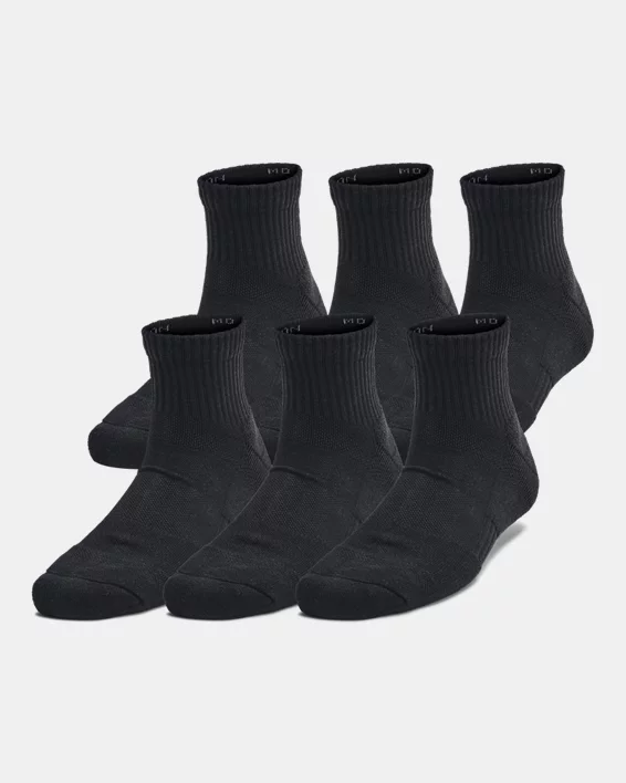 UA Training Cotton Kids 6-Pack Quarter Socks