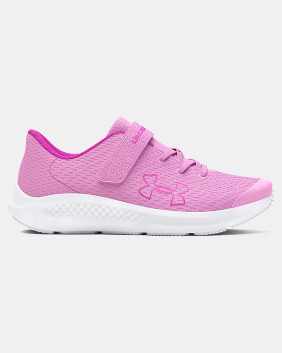 UA Pursuit 3 AC Big Logo Girls Pre-School Running Shoes