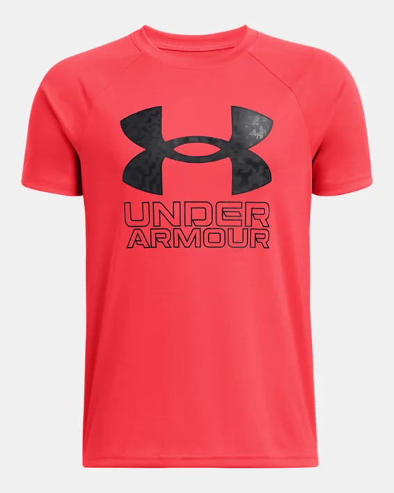 UA Tech Hybrid Print Boys Short Sleeve