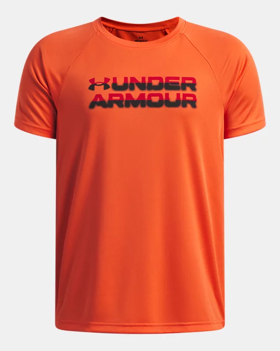 UA Tech Split Logo Boys Short Sleeve