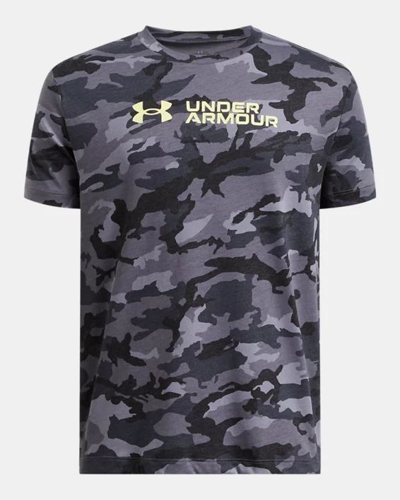 UA All-Over Print Camo Boys Short Sleeve