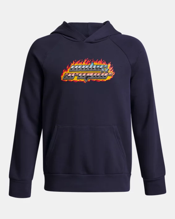 UA Rival Fleece Flamin Wordmark Boys Hoodie