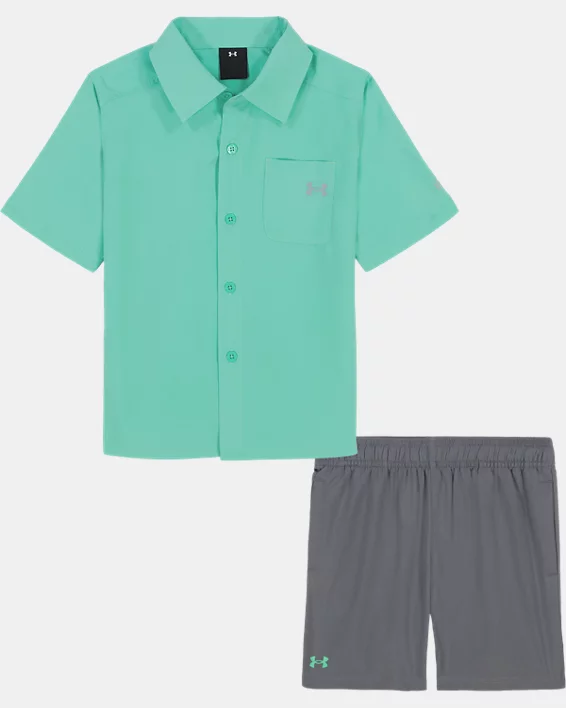 UA Plain Weave Fish Little Boys Shirt & Shorts Set