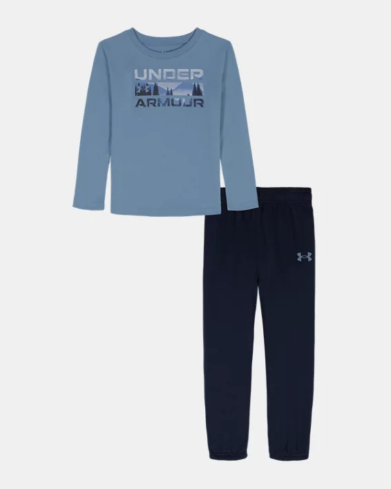 UA Stacked Logo Little Boys Long Sleeve & Joggers Set