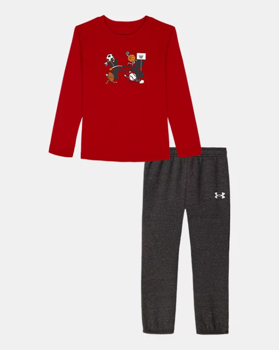 UA Multi Sport Logo Little Boys Long Sleeve & Joggers Set