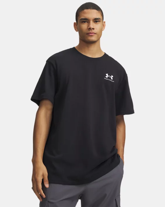 Mens UA Logo Embroidered Heavyweight Short Sleeve Mens Short Sleeve
