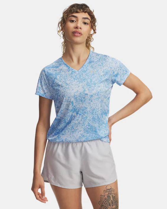 UA Tech Printed Womens V-Neck Short Sleeve