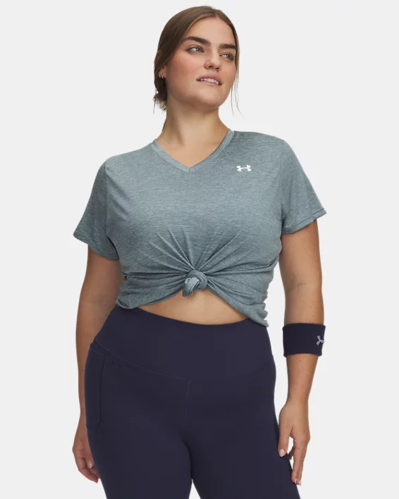 UA Tech Twist Womens V-Neck Short Sleeve
