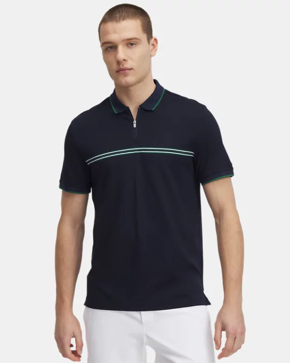 UA Premier Zip Stripe Mens Polo