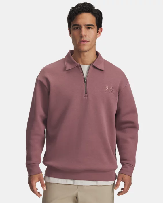 UA Icon Fleece Mens Collar Zip Top