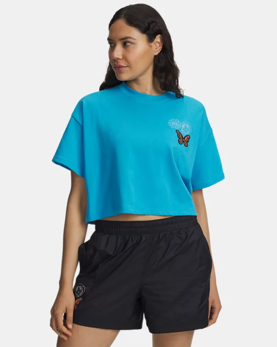 UA Icon Boxy Crop Day Of The Dead Heavyweight Womens Short Sleeve