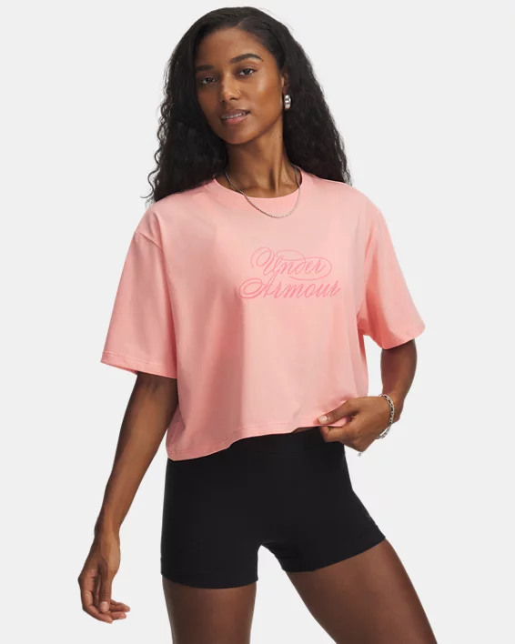 UA Script Heart Womens Crop Short Sleeve