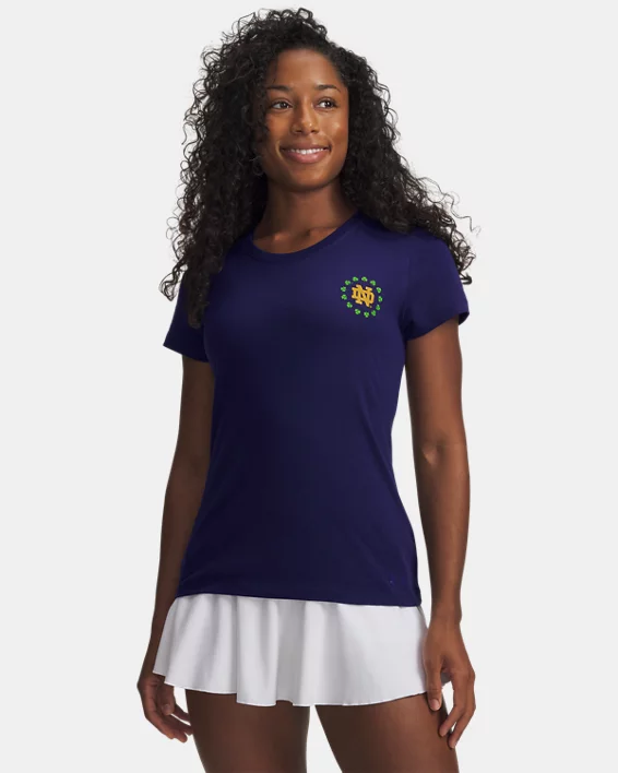UA Performance Cotton Collegiate Womens V-Neck Short Sleeve